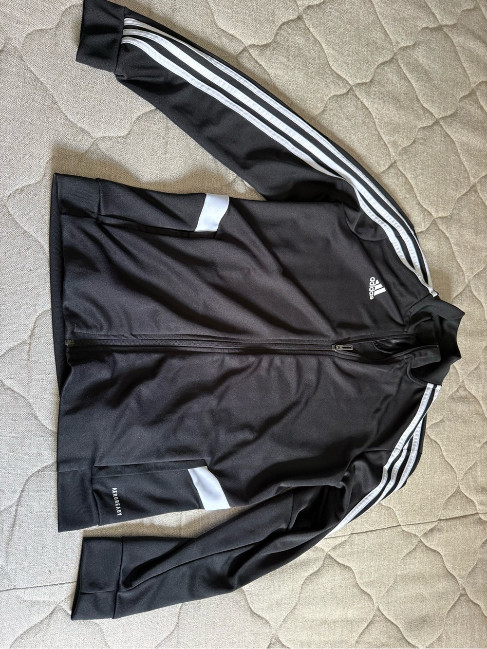 Adidas Women’s Black Track Jacket with White Stripes